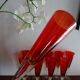 10 vintage champagne flutes in ruby red glass