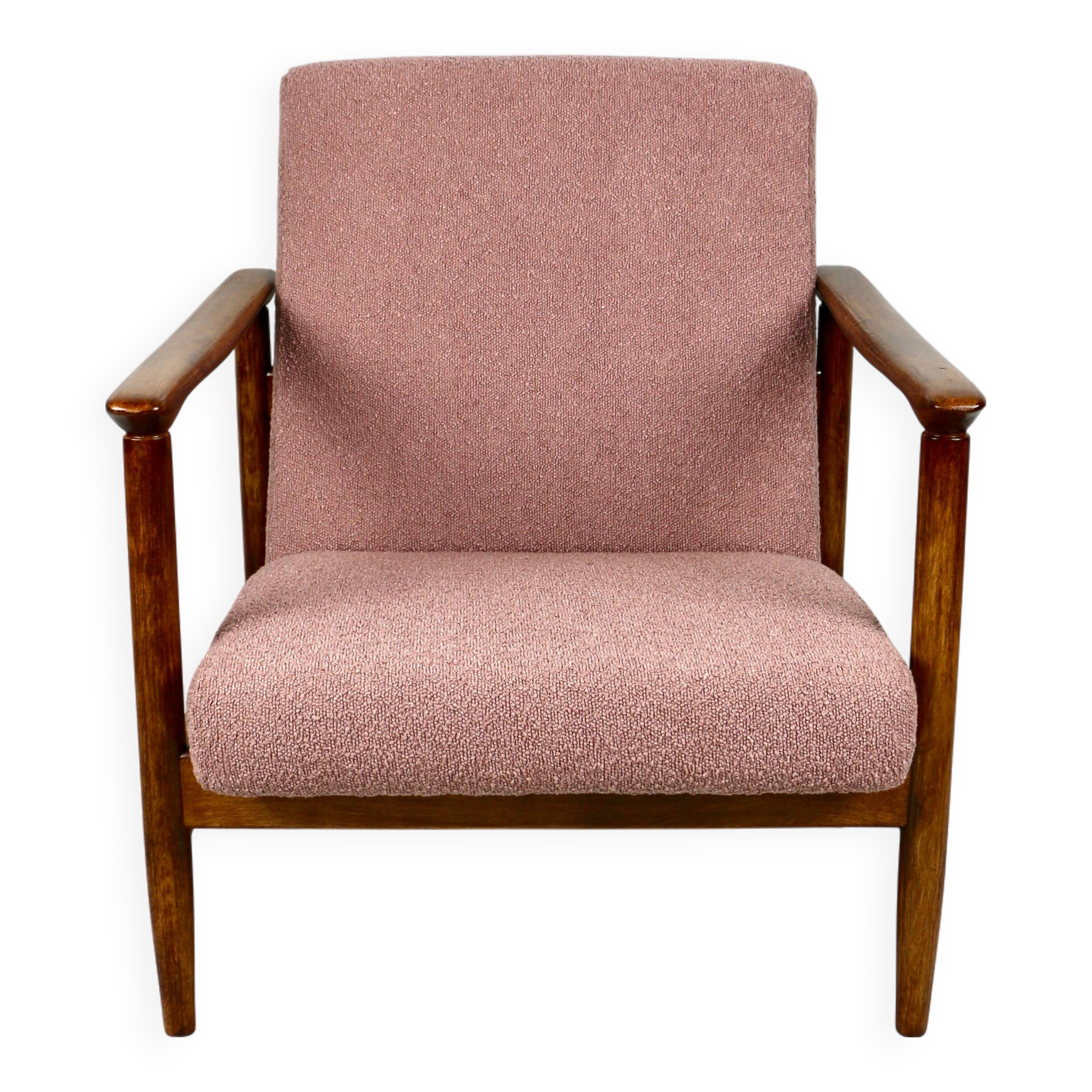 Pink Boucle GFM-142 Armchair attributed to Edmund Homa, 1970s