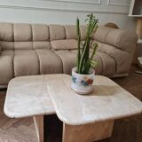 Pair of travertine nesting tables