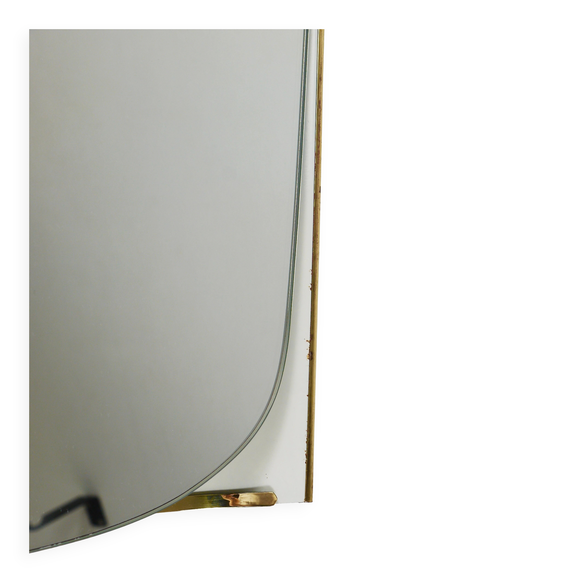 Mid-century illuminated wall mirror by Ernest Igl with brass crown, by Hillebrand.