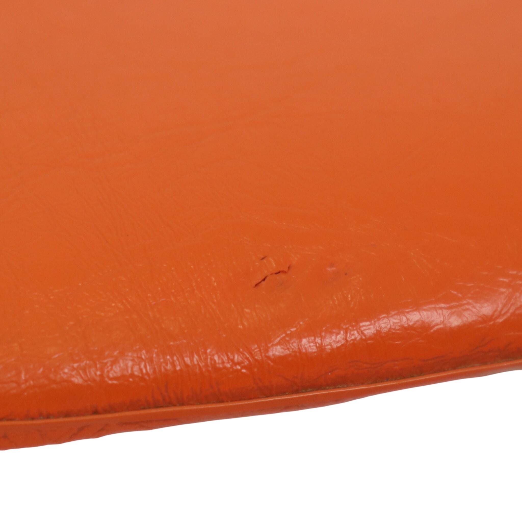 Set of 2 Stools Orange Faux Leather Chrome Base Sixties