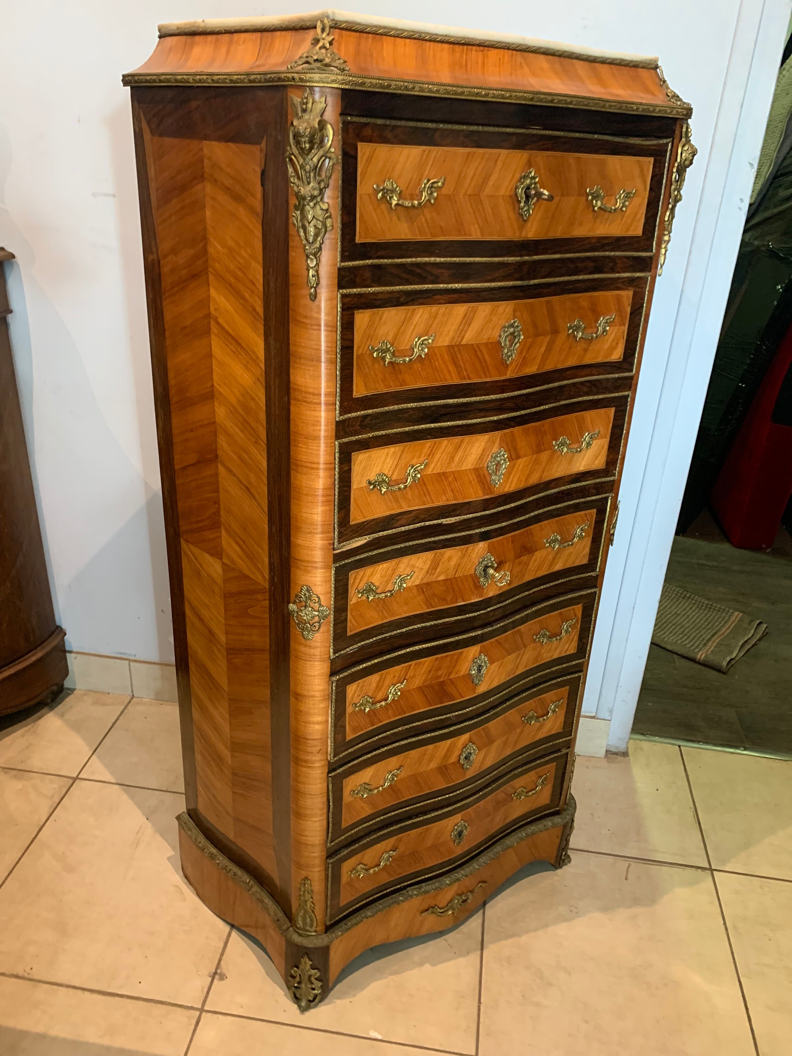 Secretary Napoleon III in rosewood and rosewood Marble top