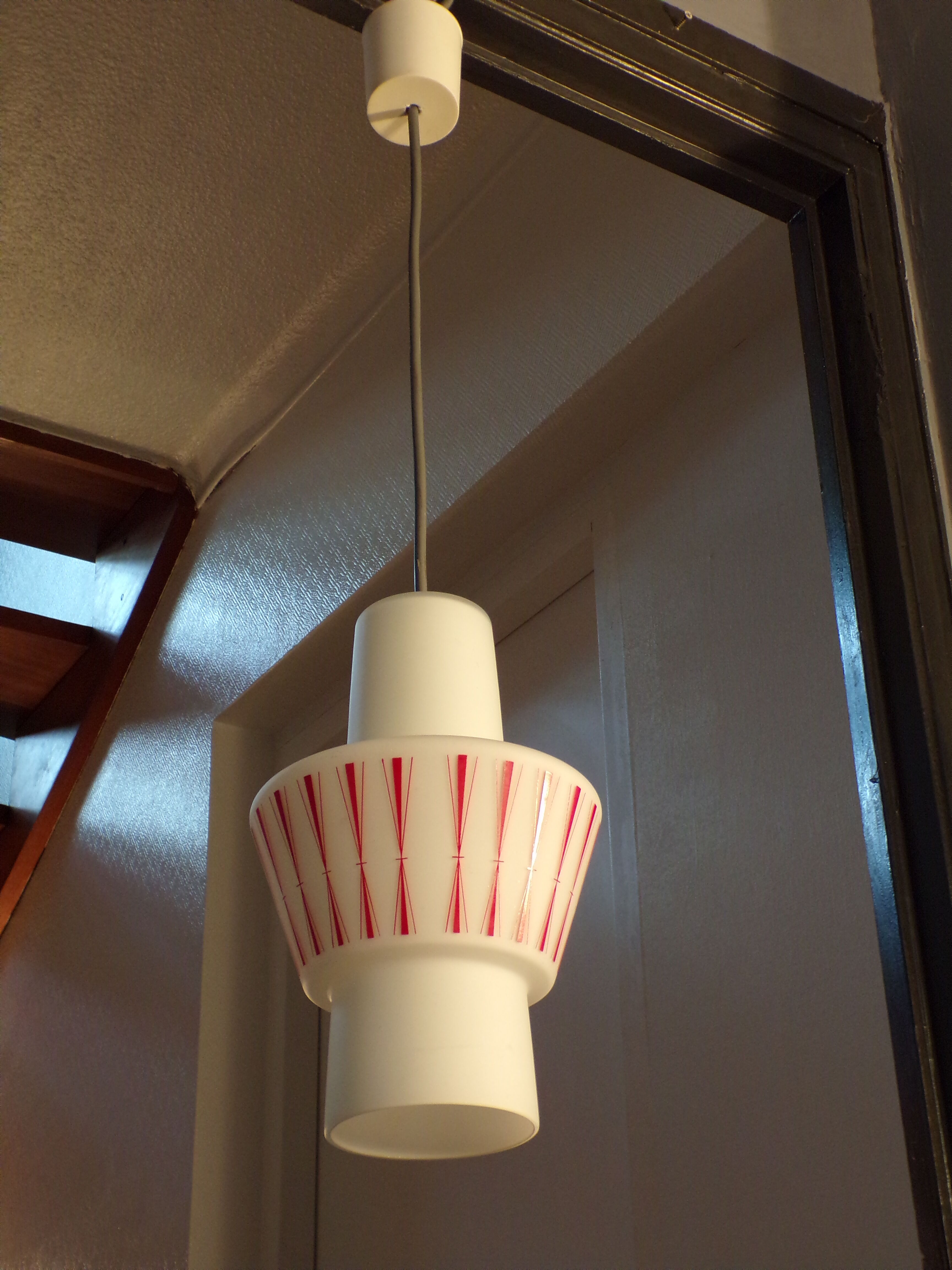 Opaline hanging lamp with patterns