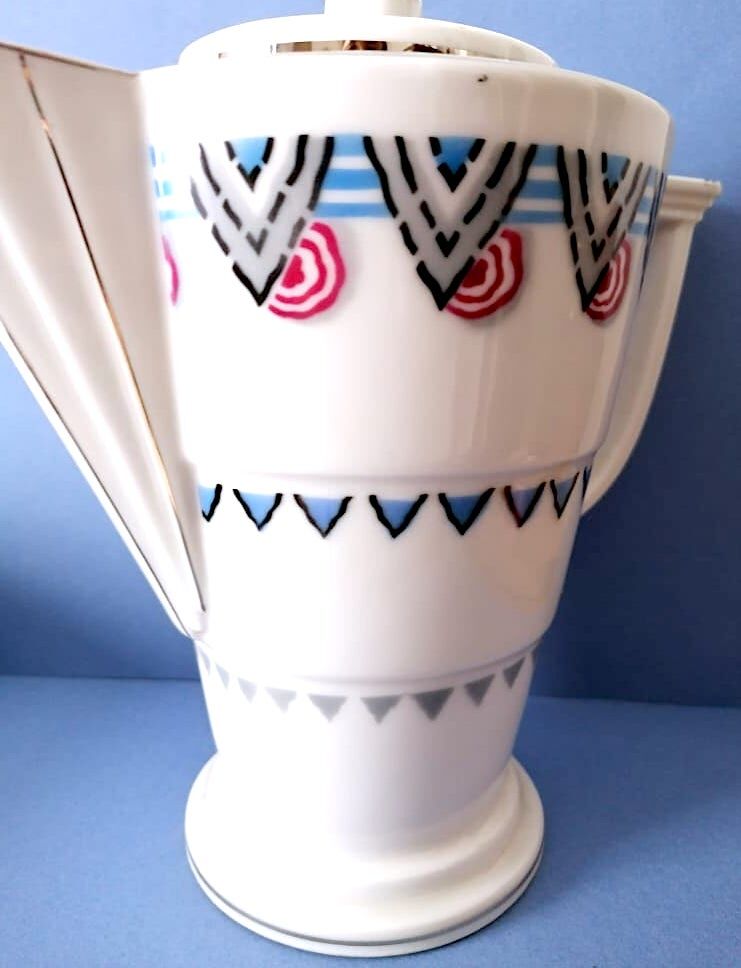 Limoges porcelain teapot with geometric décor