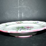 Round dish on pedestal - plate mounted flowered lamp lamp of luneville