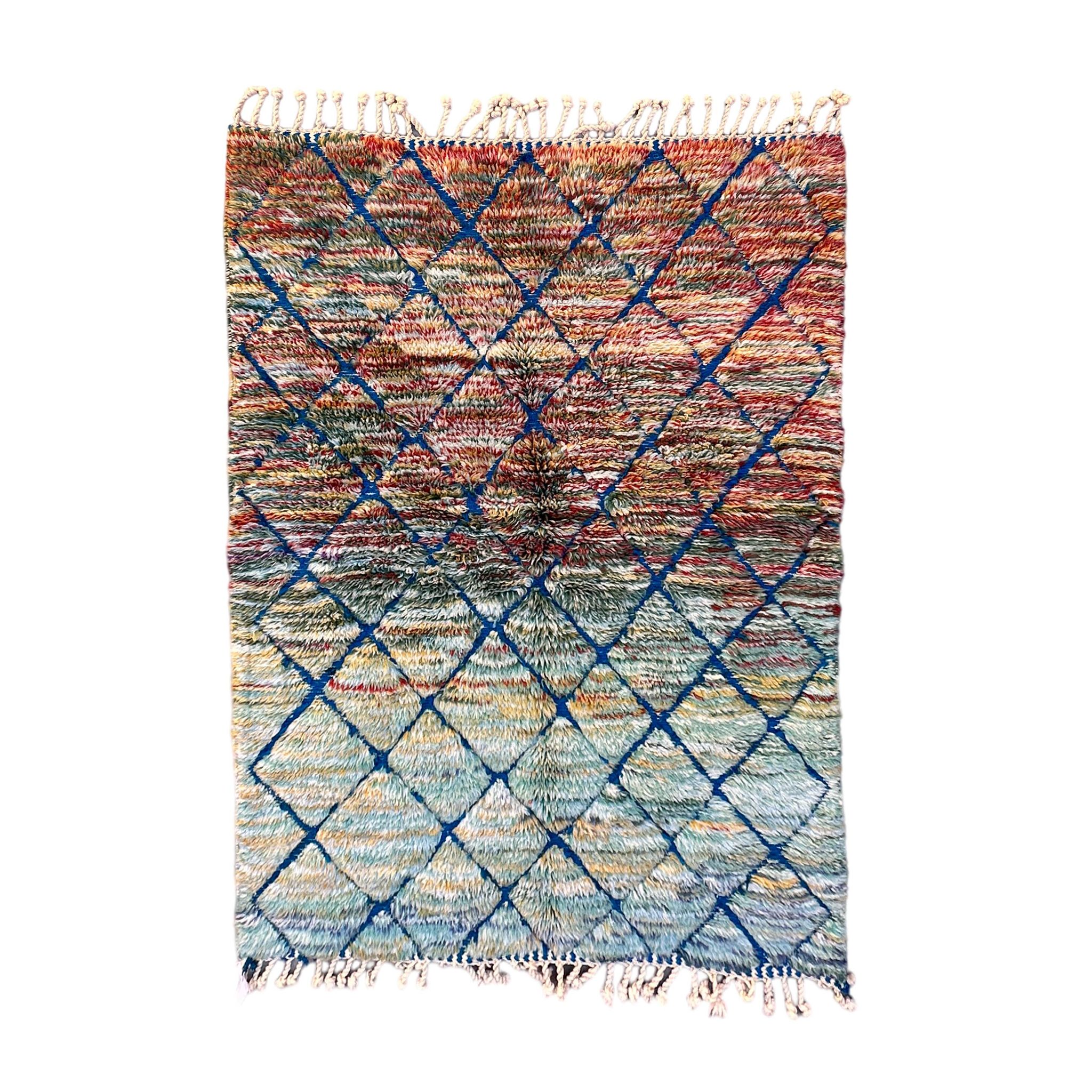 Tapis Marocain Beni M'Rirt blue - 128 x 174 cm