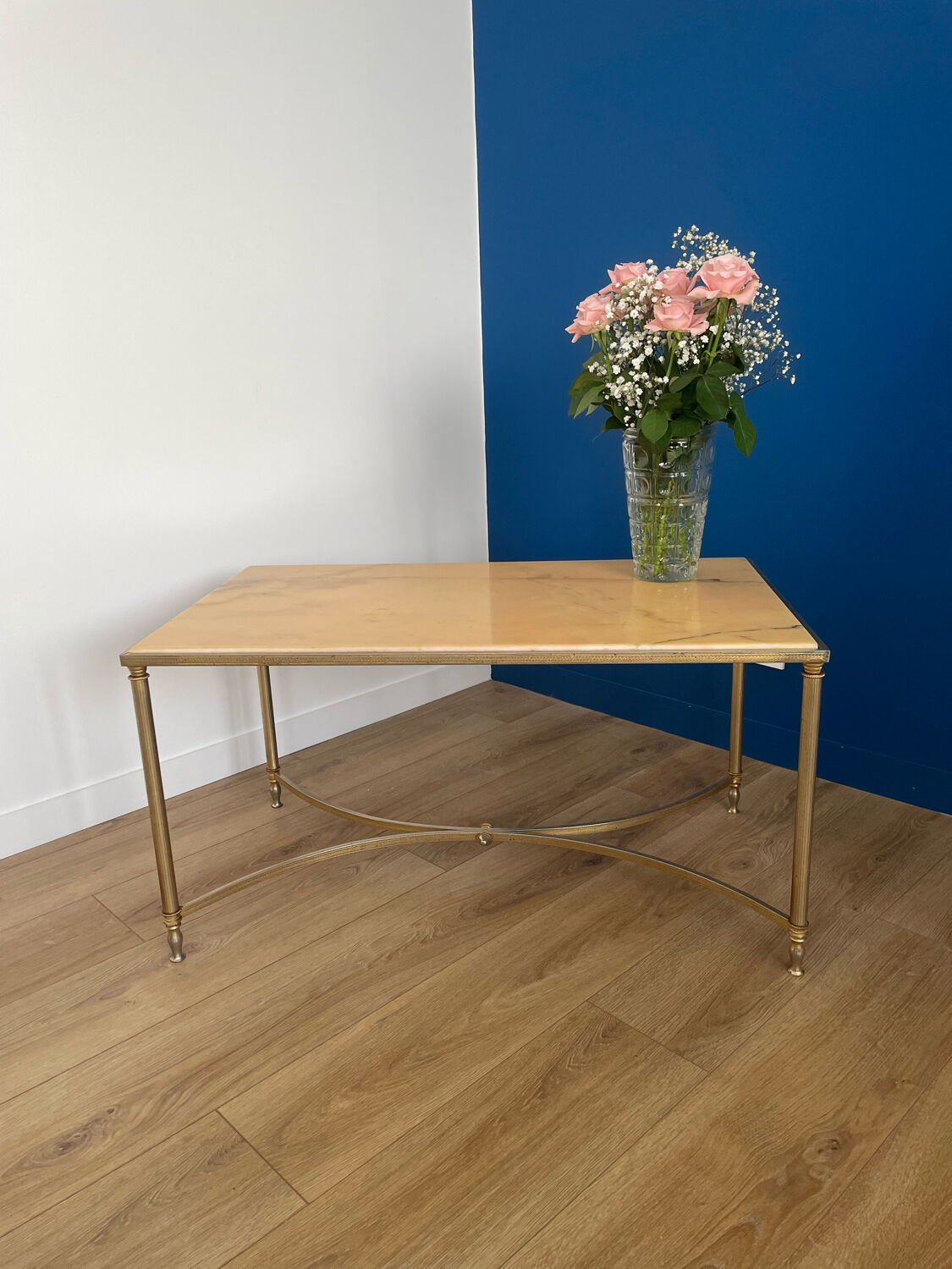 Marble and brass coffee table
