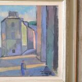 Huile sur toile paysage urbain 1951