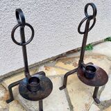 Vintage brutalist steel candle holder