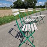 Set of 4 folding wrought iron bistro chairs