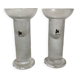 Pair of twisted crystal candlesticks