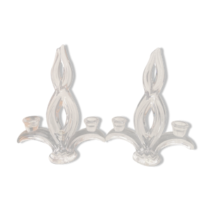 Paire de bougeoirs en - cristal