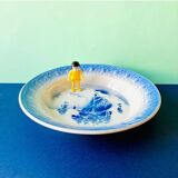 LARGE HOLLOW DISH MOULINS DES LOUPS AND HAMAGE MARINE PATTERN IN CERAMIC-RETRO-KITCHEN-VINTAGE