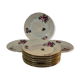 Service of 12 porcelain plates in romantic style.