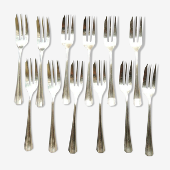 Christofle 12 cake forks model Boreal silver metal