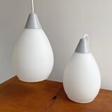 Mid century milk glass hanging lamps dutch design