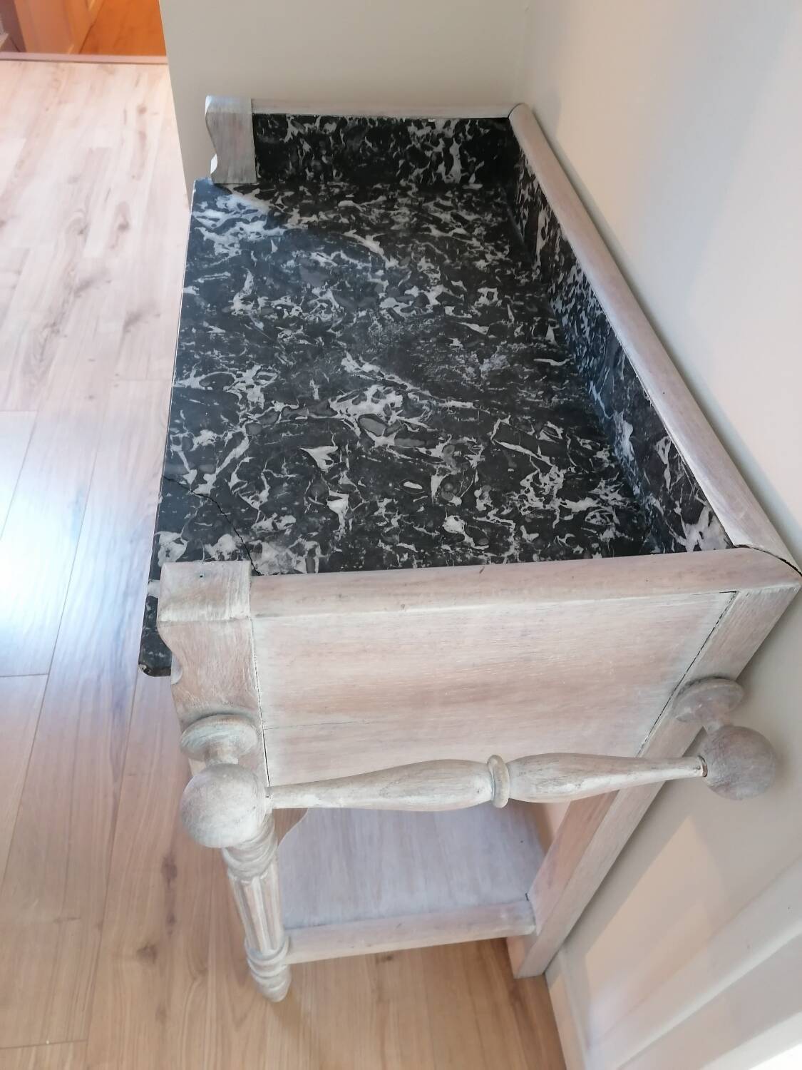 Beautiful antique dressing table, reimagined with a marble top.