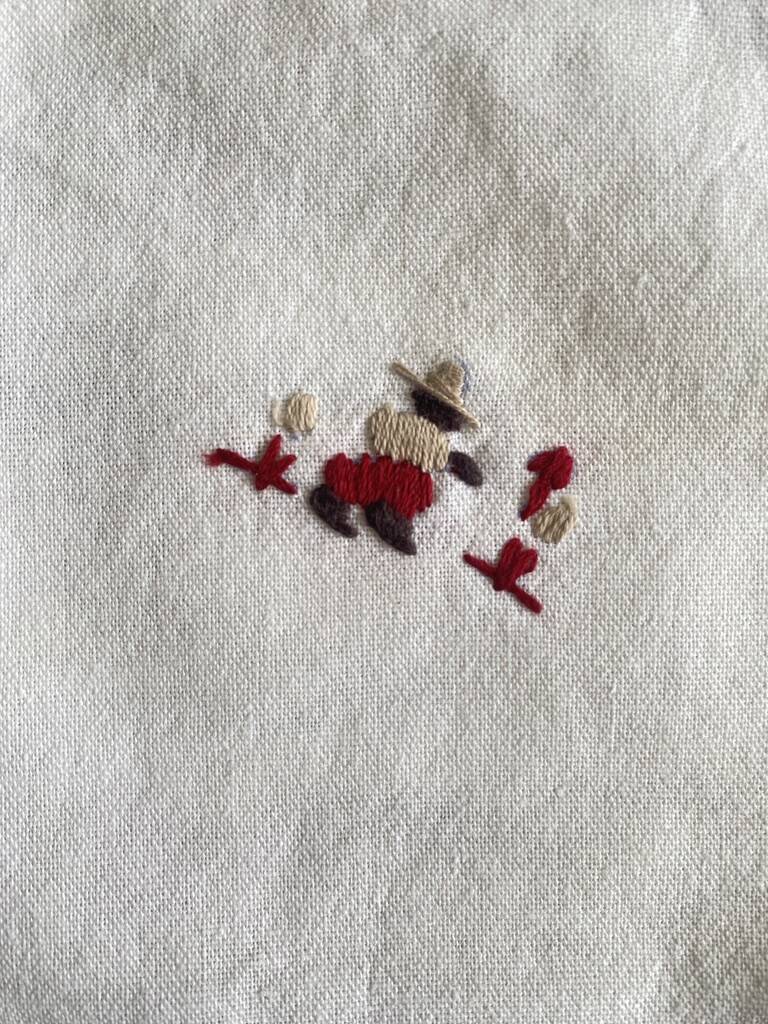 12 Madagascar embroidered tea or tea towels - Cotton - 26x26 cm