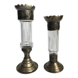Brass and glass candle holders
