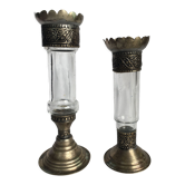 Brass and glass candle holders
