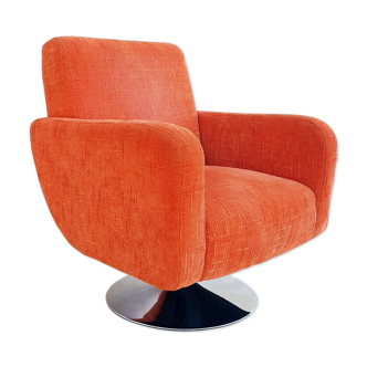 Vintage swivel armchair orange foot tulip fabric
