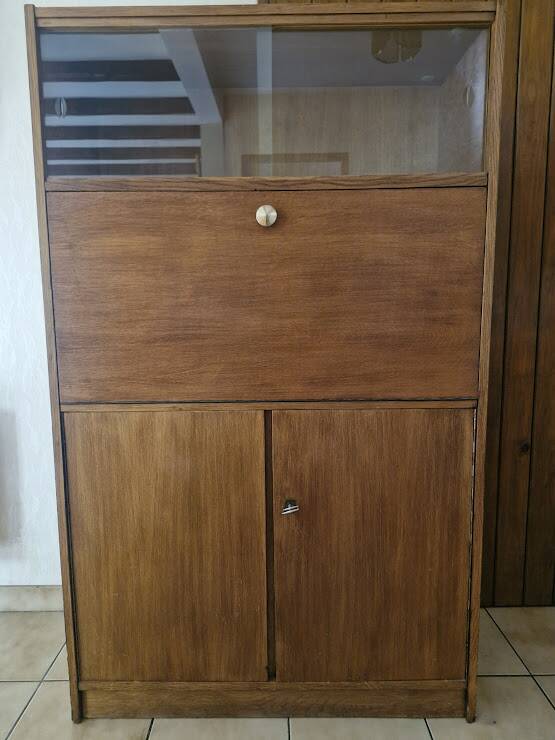 Vintage oak and veneer secretary, Scandinavian style – 1960s/70s