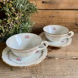 Duo of vintage floral cups