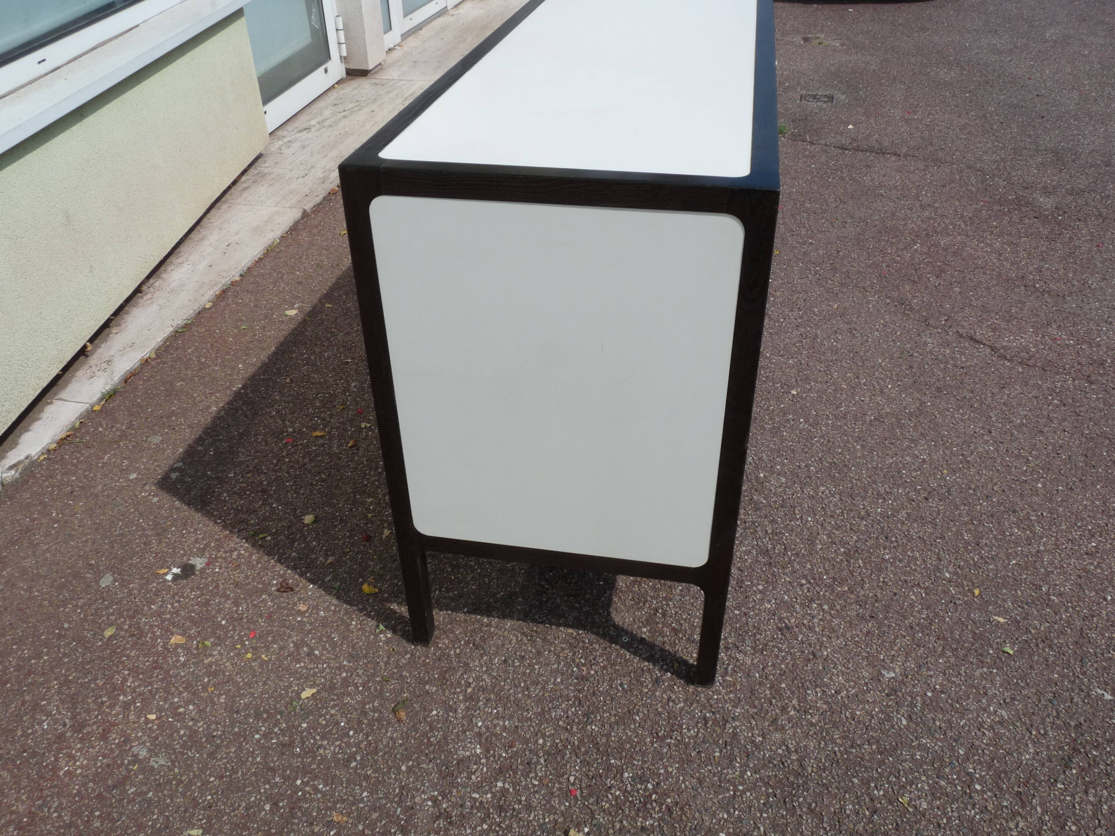 Wooden Sideboard - "Stollenlinie Brasilia" - German - 1960 - White - Black