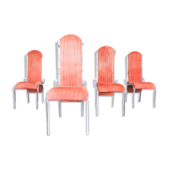 Set of 4 modern vintage alcantara metal chairs from the 70s