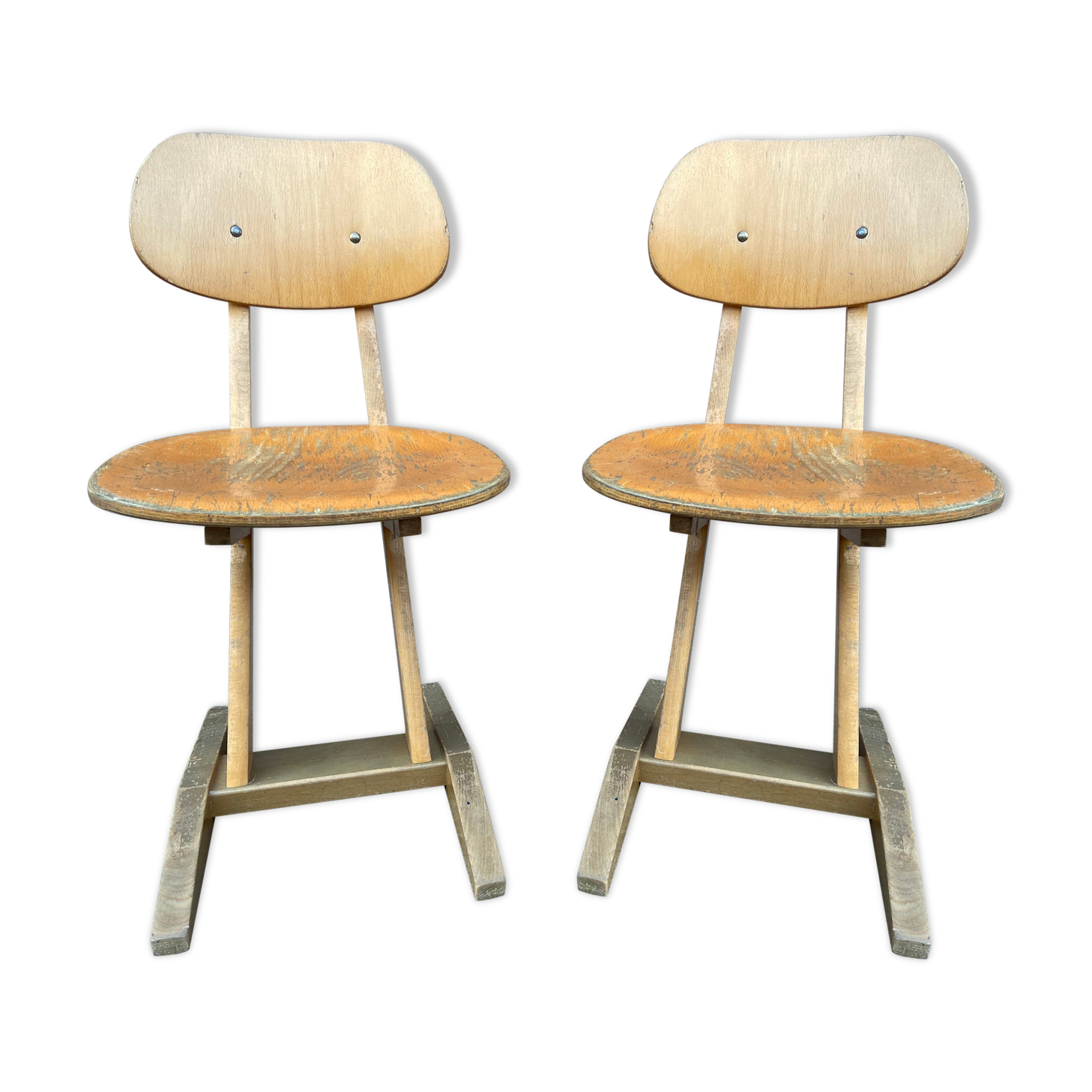 Pair of Casala vintage 1960 mid-century design adult school chairs