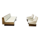 French Modernist Living Room Sofa Set In White Leather, 1950's