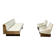 French Modernist Living Room Sofa Set In White Leather, 1950's