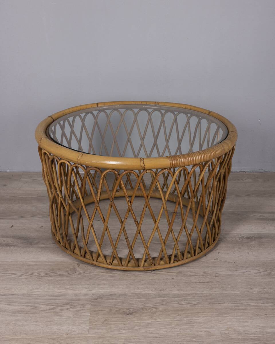 Vintage 1970s Italian design bamboo coffee table