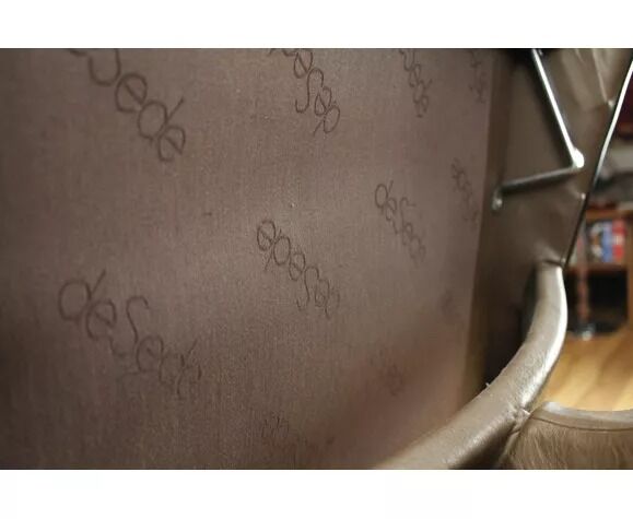 Paire de fauteuils et ottoman DS50 cuir De Sede pied tulipe gainé, rotatifs