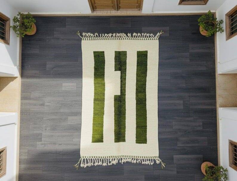 Handmade pure wool rug, size 100 x 200 cm