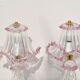 Ensemble de 2 lampes de table roses en verre de Murano.