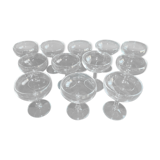 12 champagne glasses in crystal art deco circa 1930