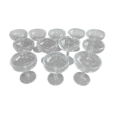 12 champagne glasses in crystal art deco circa 1930