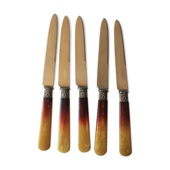 Lot 5 knives stainless engraved viroles