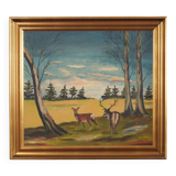 Painting „The Pair of Deer”, Scandinavian design, 1960s