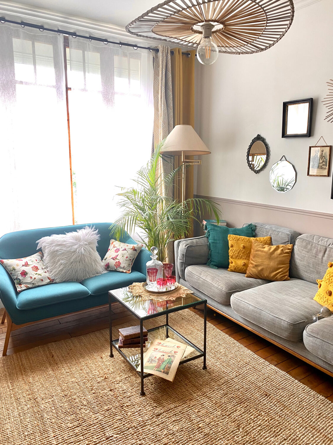 Glass and wrought iron coffee table design