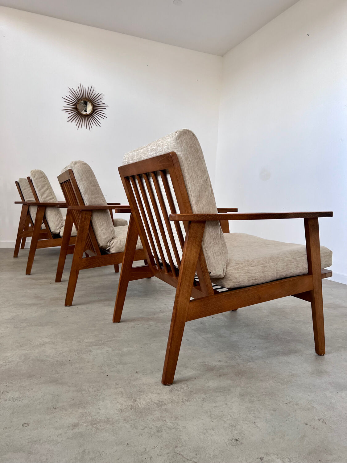 Set of 4 armchairs beech scandinavian