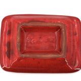 Rectangular ceramic catchall in red by Jean and Robert Cloutier.