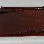 Antique rosewood serving tray carved with vines China D058