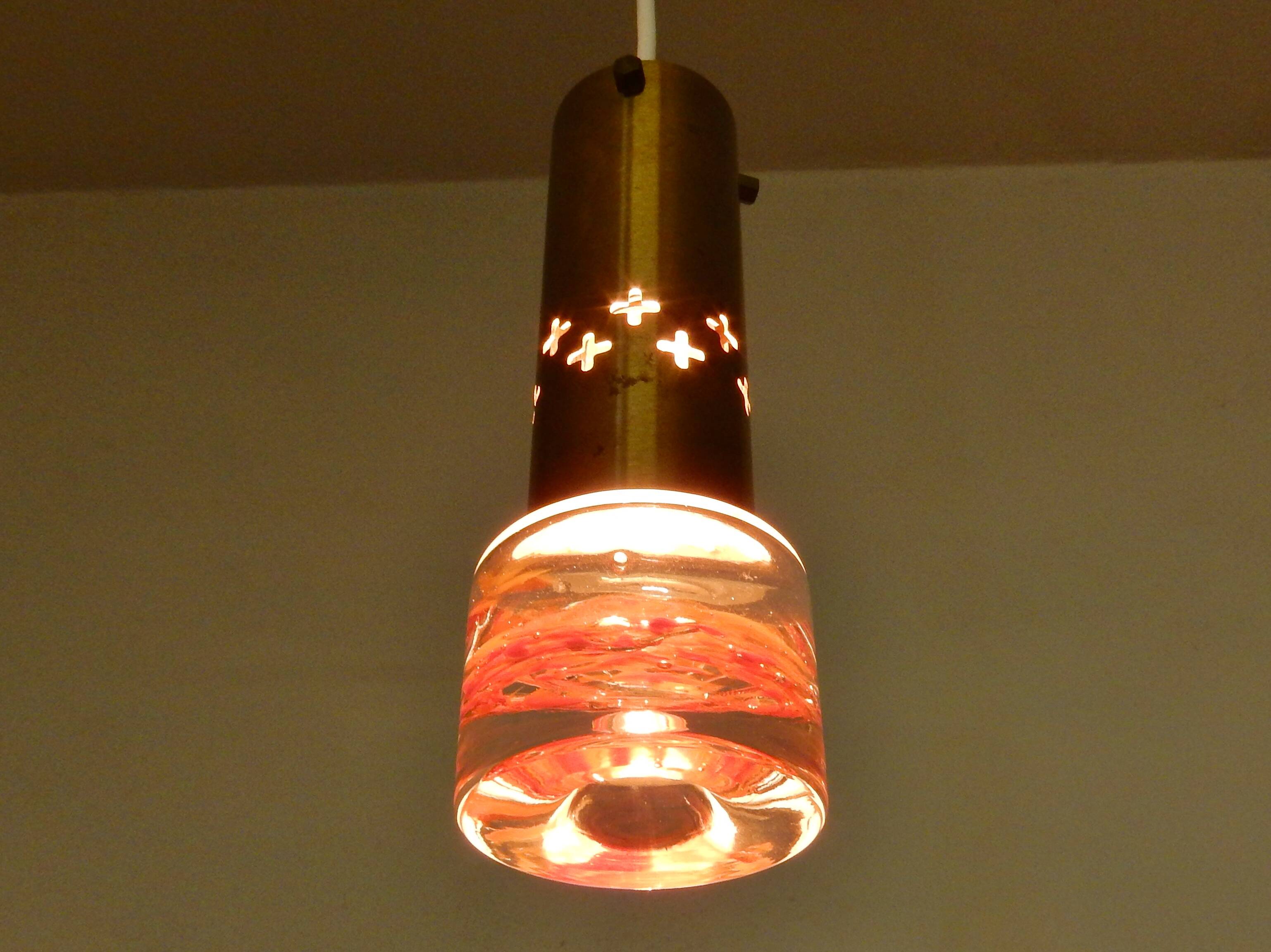 Set of two brass and glass pendant lamps for Örsjö Belysning, Sweden 1960's