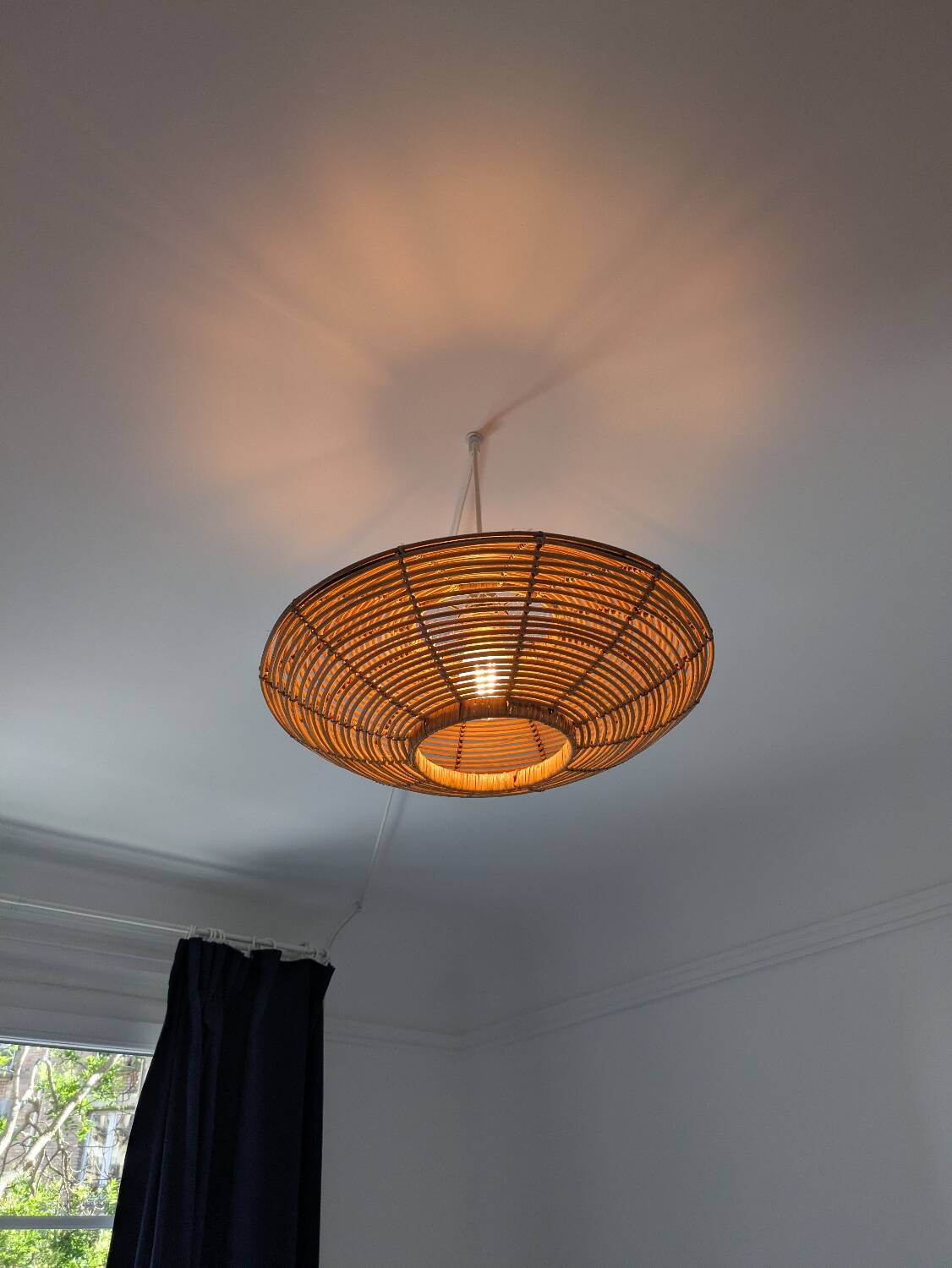 Designer rattan circle pendant light