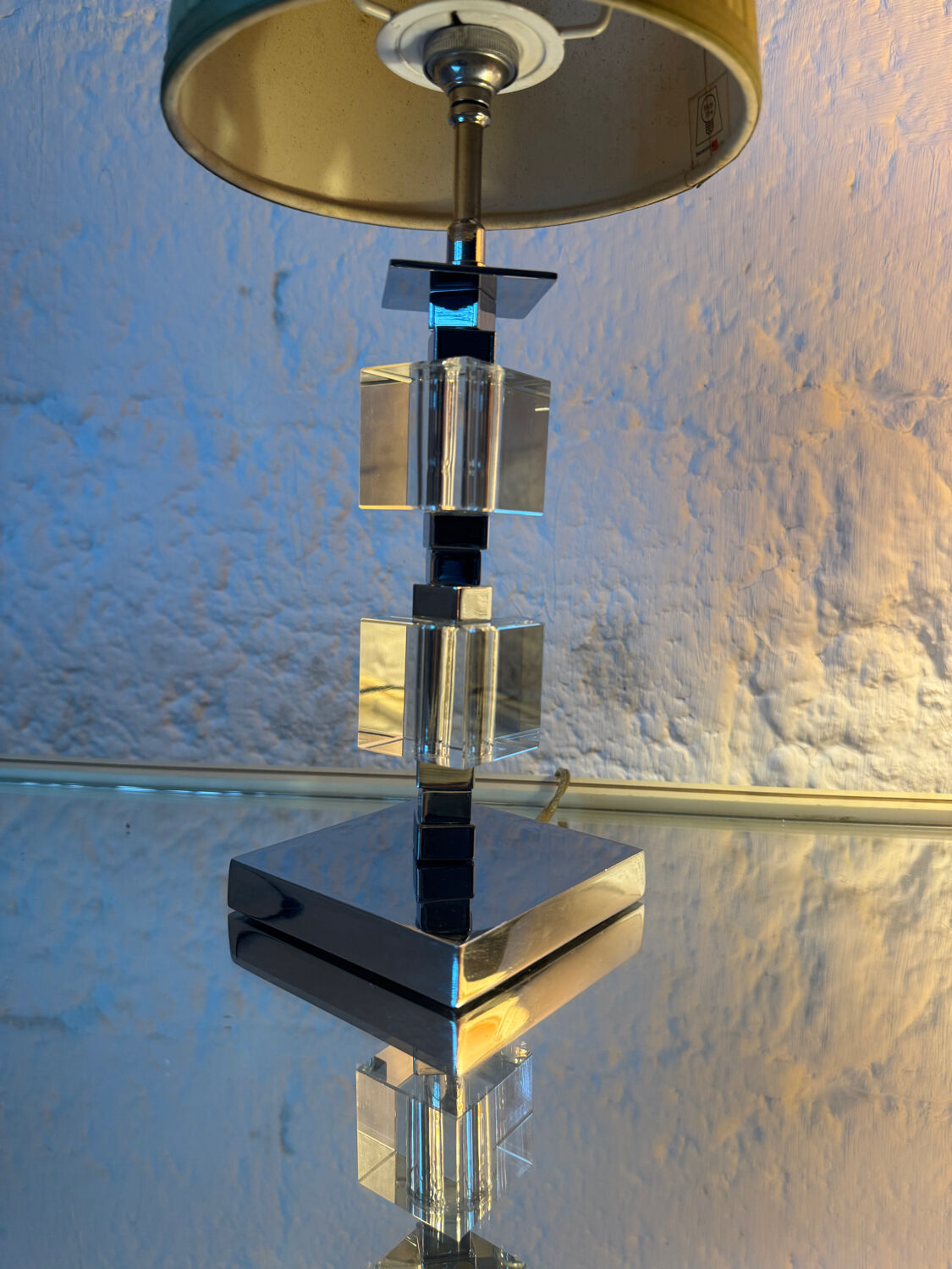 Art Deco lamp in chrome and crystal