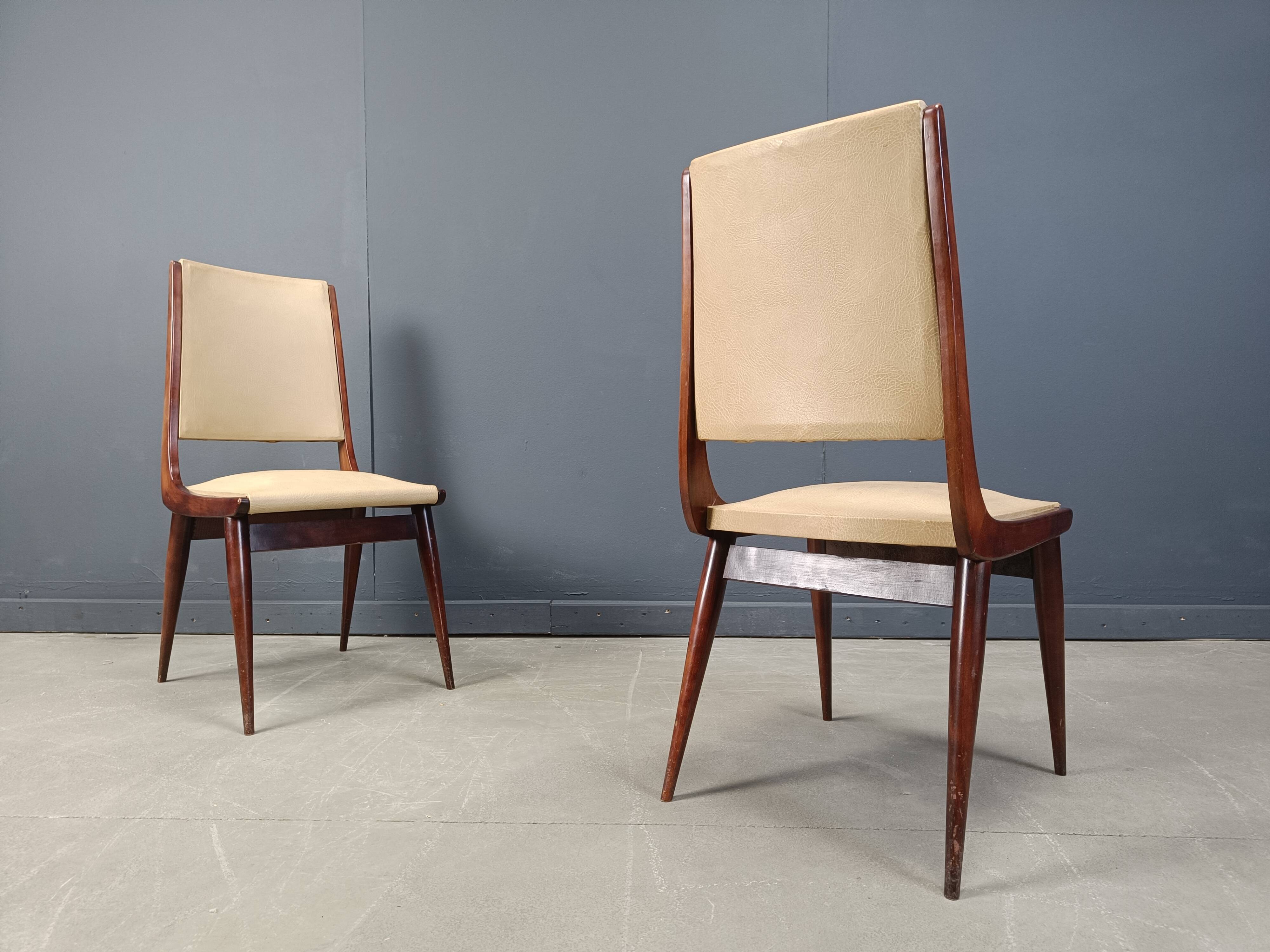 Set of 6 mid century italian dining chairs, 1950s - set of 6
