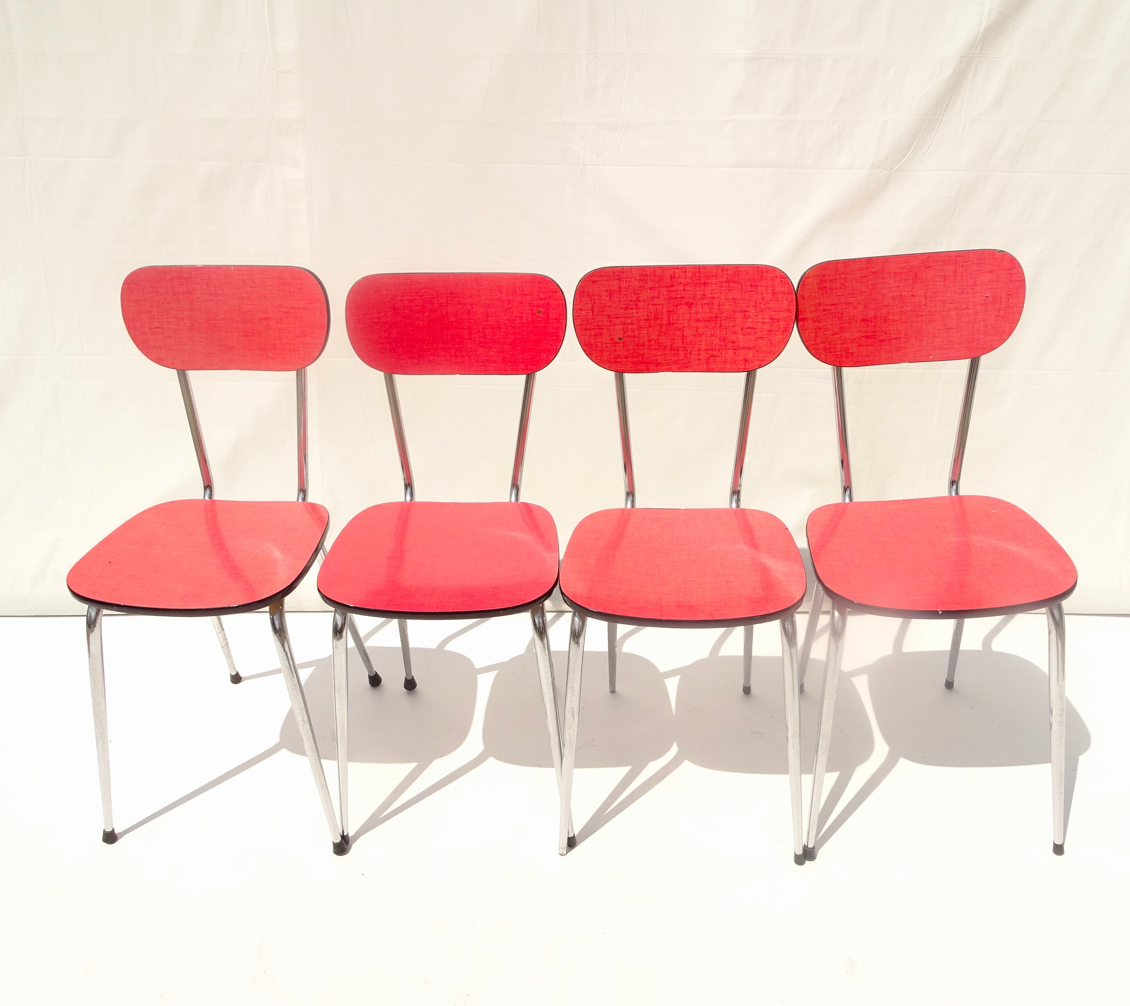 Lot 4 chaises formica rouge