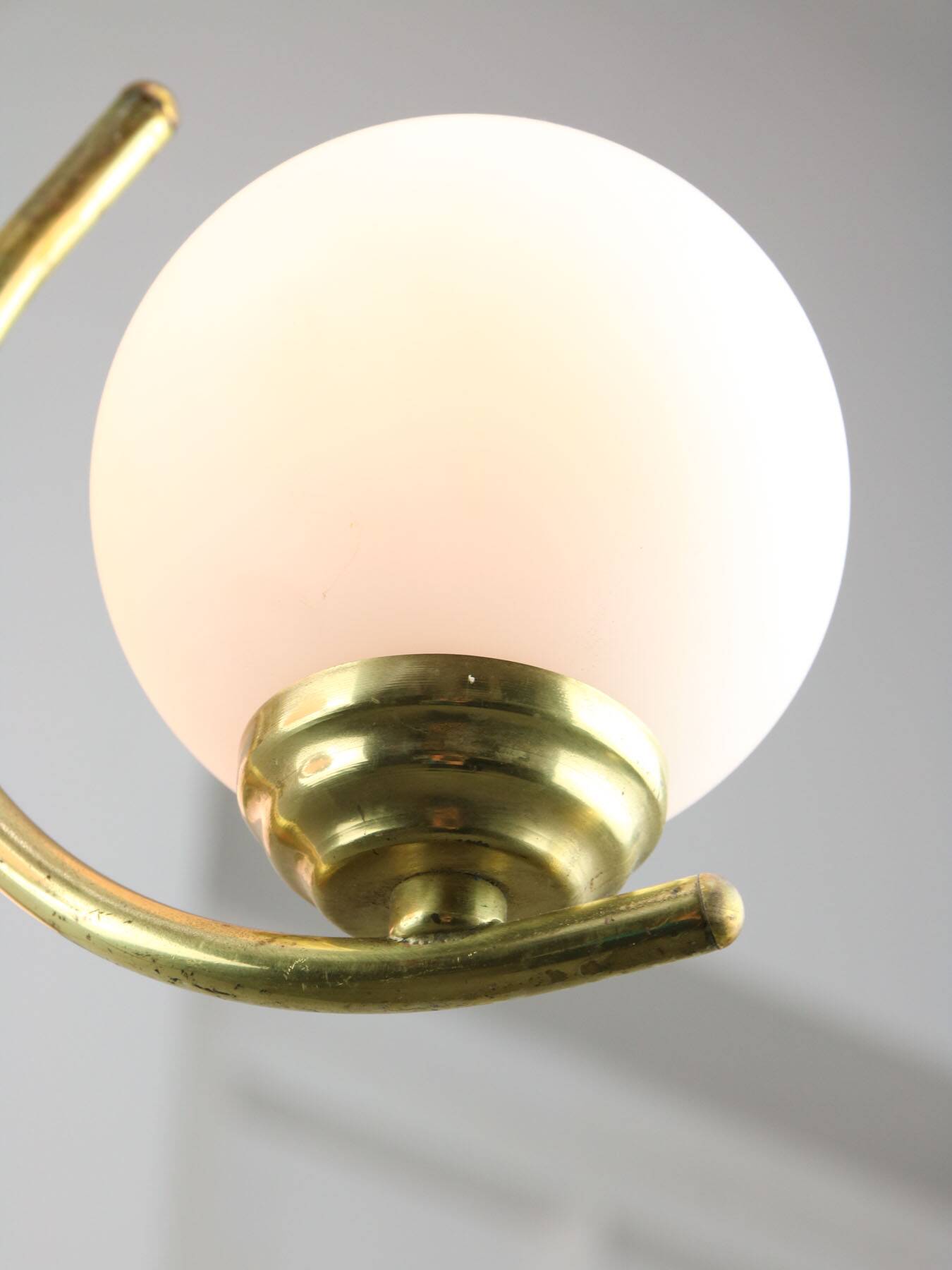 Mid-Century Italian Brass and Opaline Chandelier